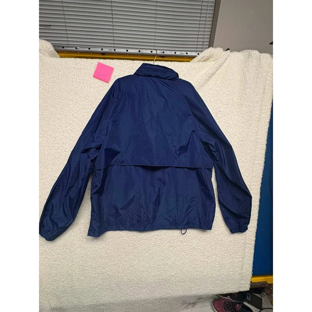 Eddie Bauer Mens XL Navy Blue Nylon Windbreaker Jacket Full Zip Mesh Lined XL